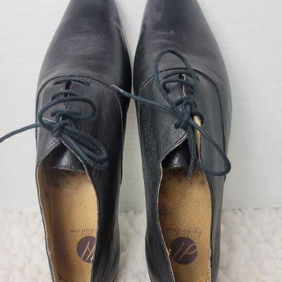 H By Hudson Oxford Mens Shoes Size 10 Black  Leather Lace Up Dress Almond To